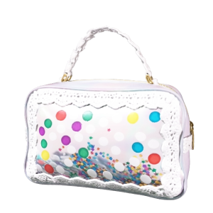 The Aurora Lace & Gem Shaker Vanity Case — meshy-front view